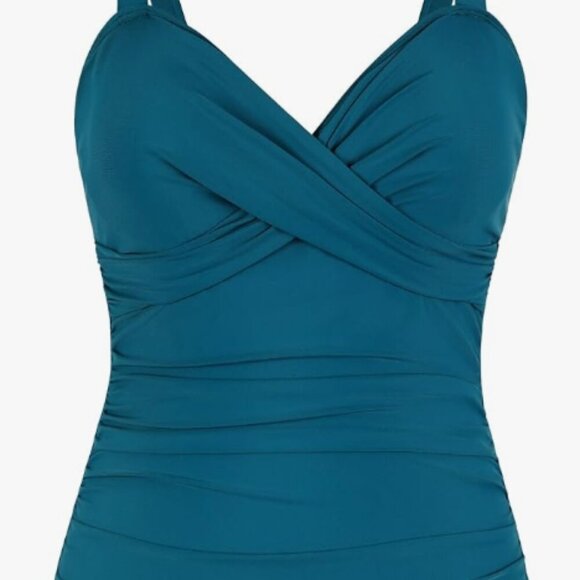 Firpearl Womens Underwire Tankini Top Only Twist V Neck Swimsuits - Picture 6 of 6